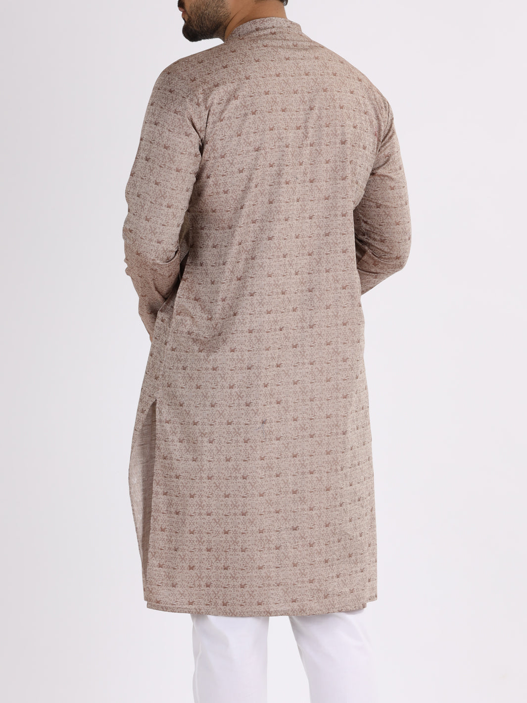 Brown Jacquard Kurta - AL-K-844