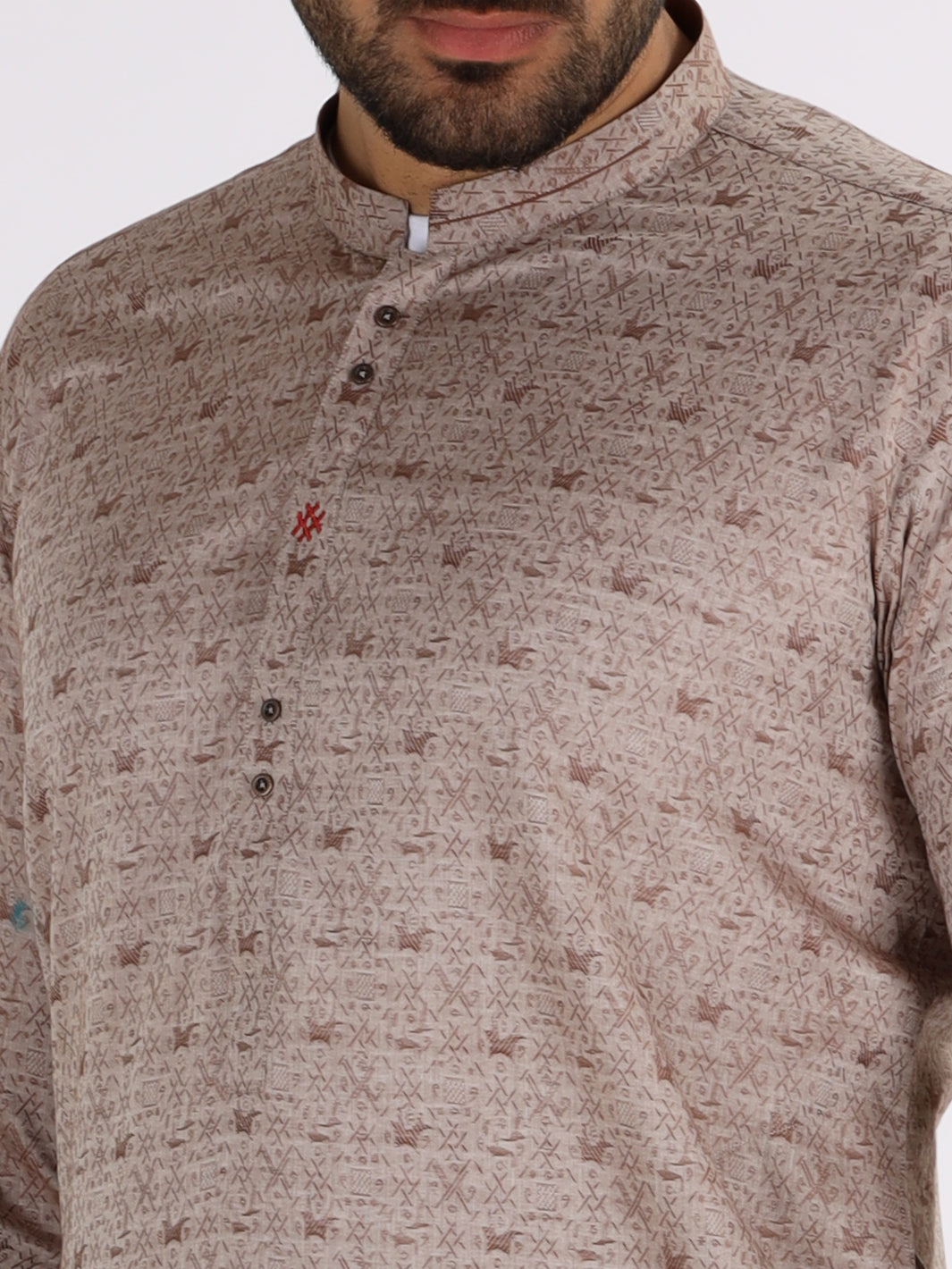 Brown Jacquard Kurta - AL-K-844