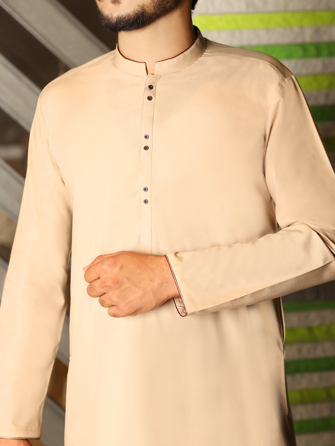 Fawn Blended Kurta - AL-K-848