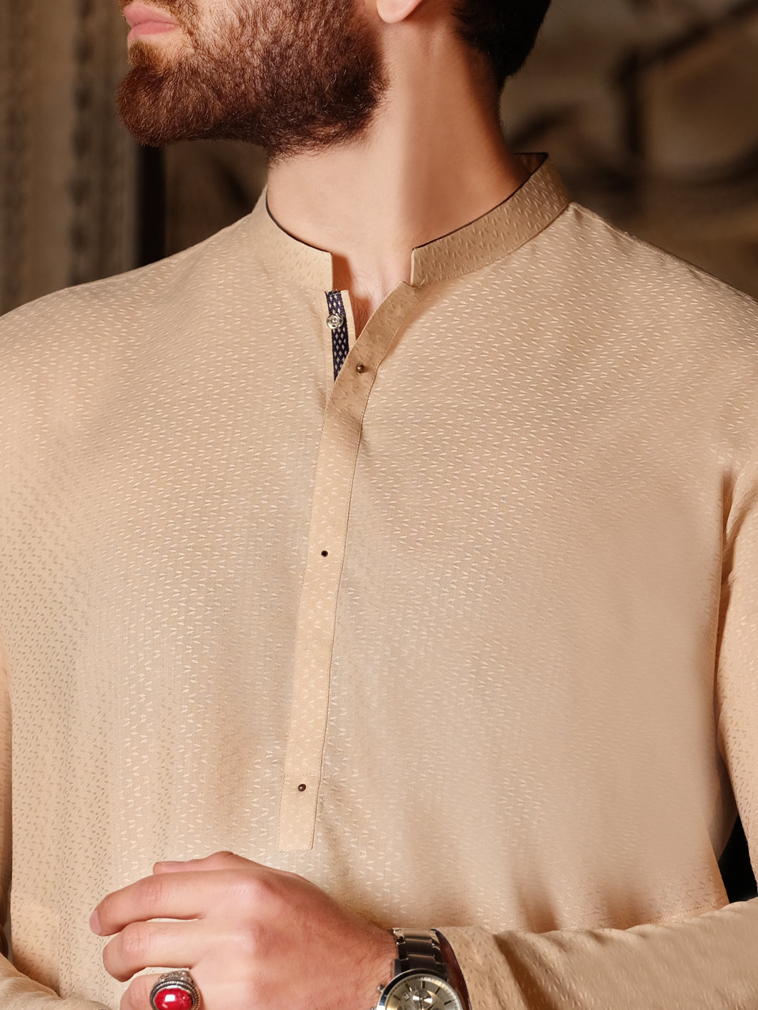 Beige Blended Kurta - AL-K-865