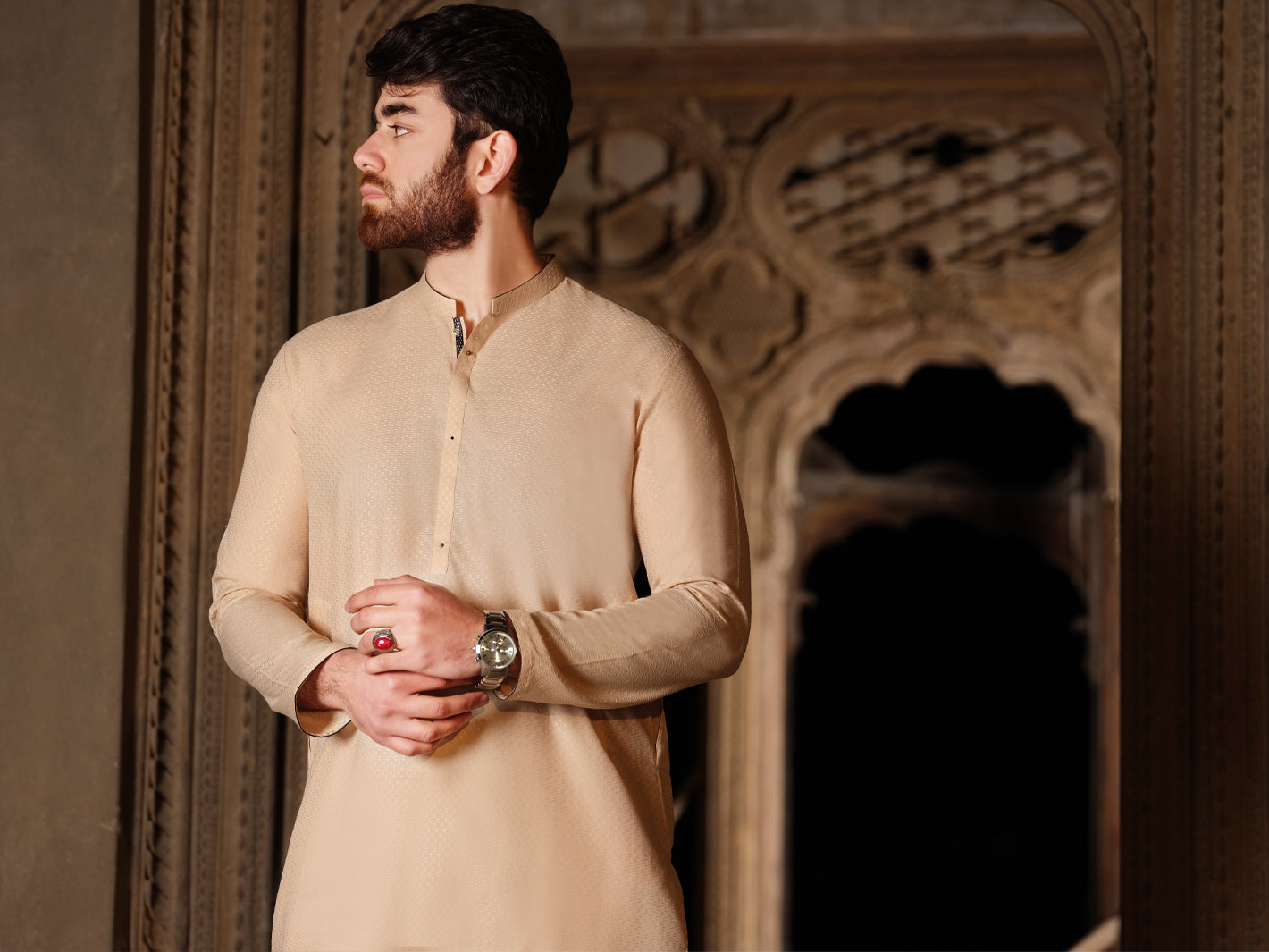 Beige Blended Kurta - AL-K-865