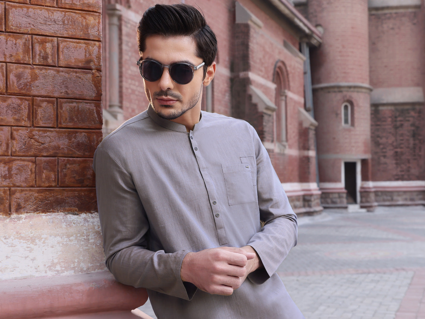 Grey Cotton Kurta - AL-K-887