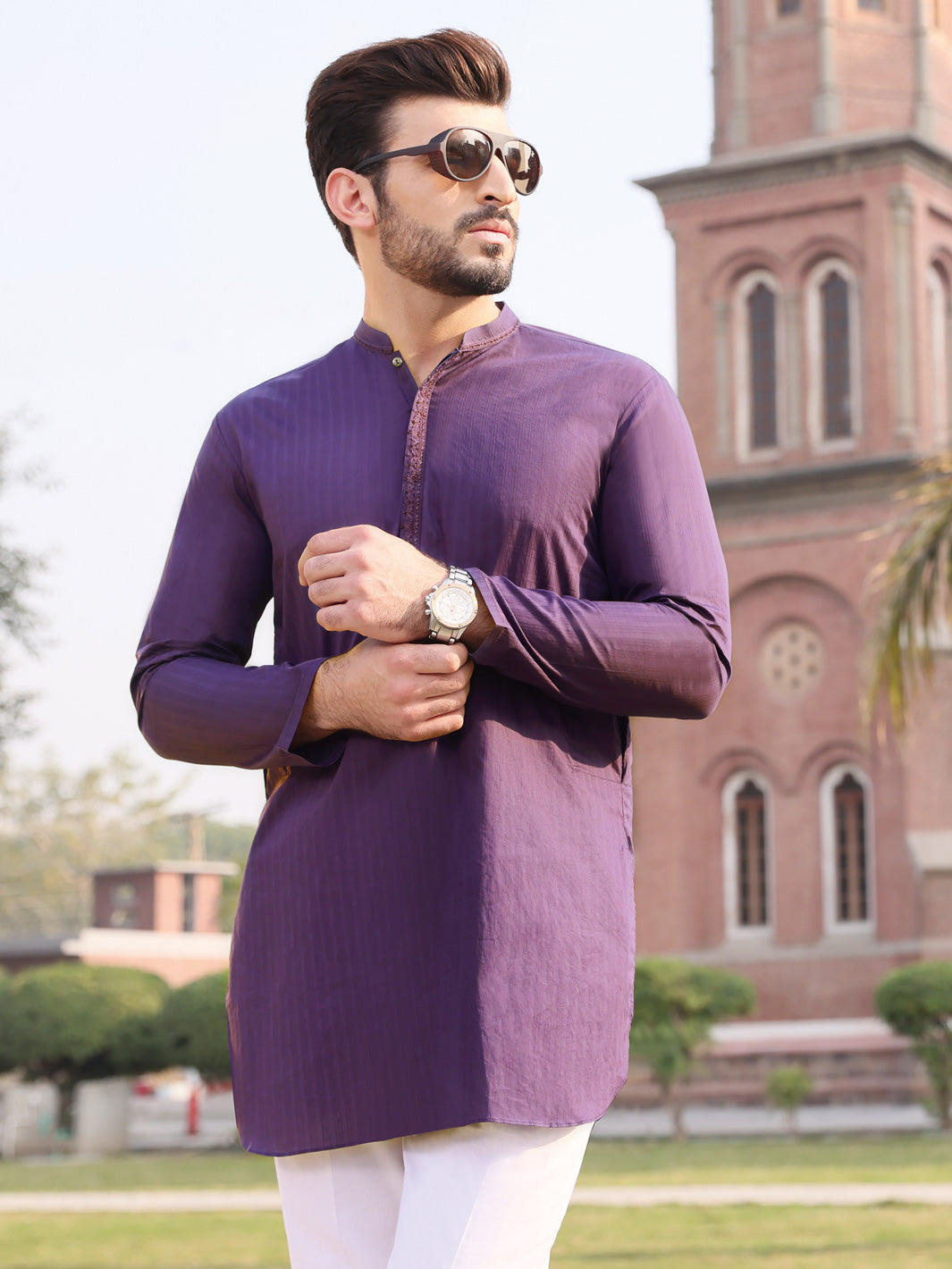 Dark Purple Cotton Kurta - AL-K-895