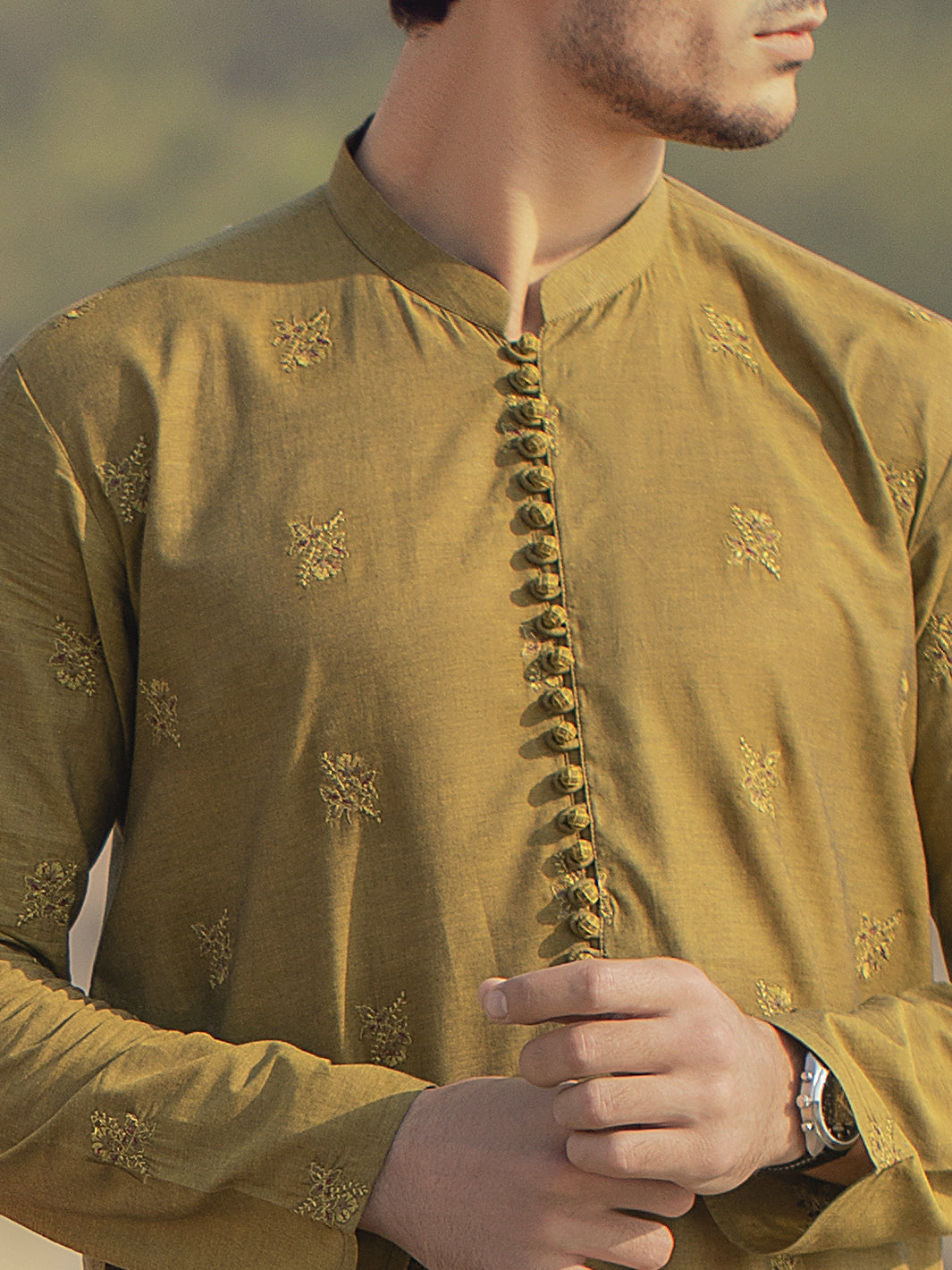 Green Cotton Kurta - AL-K-914A