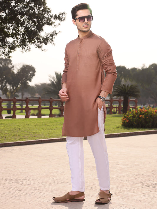 Brown Cotton Kurta - AL-K-926