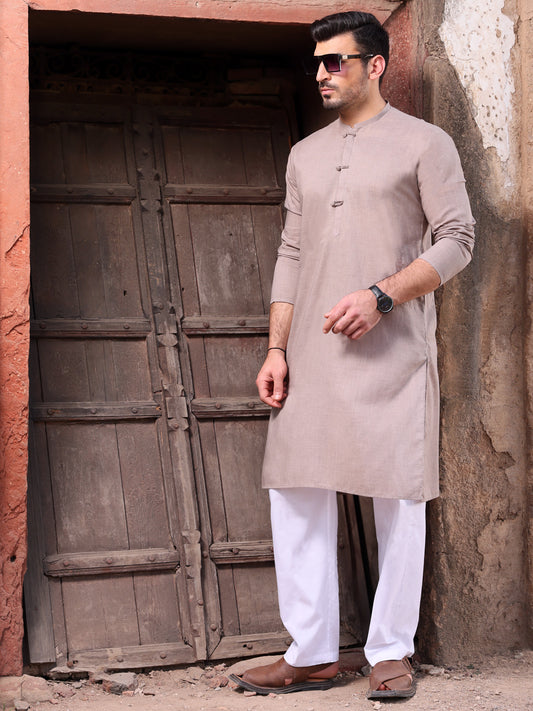 Light Brown Blended Kurta - AL-K-928