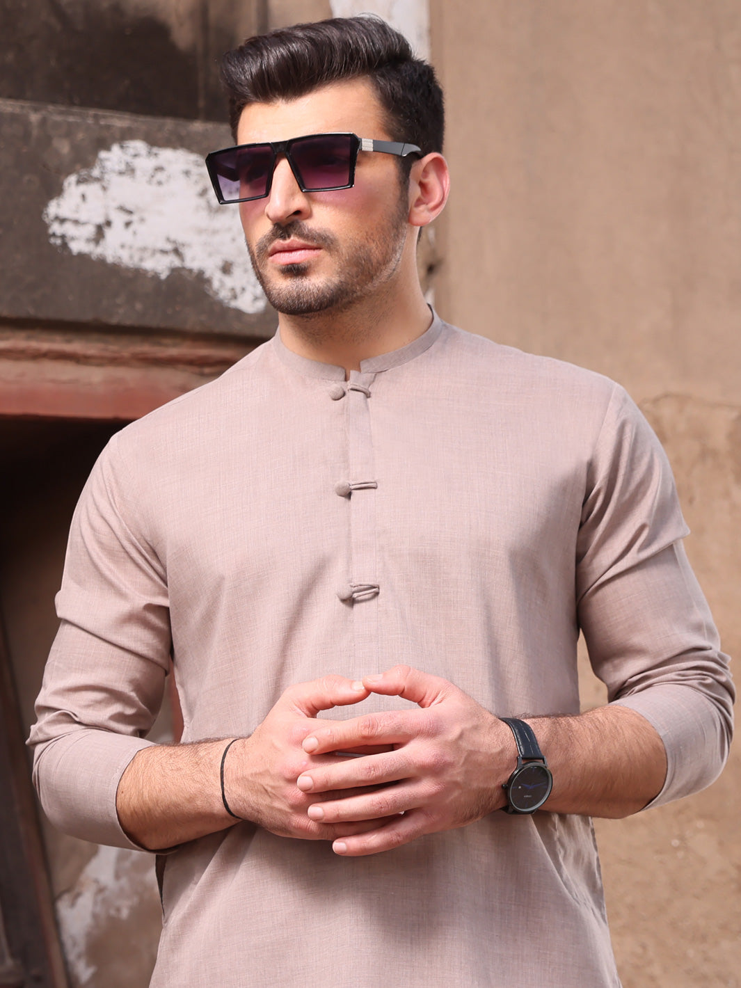 Light Brown Blended Kurta - AL-K-928