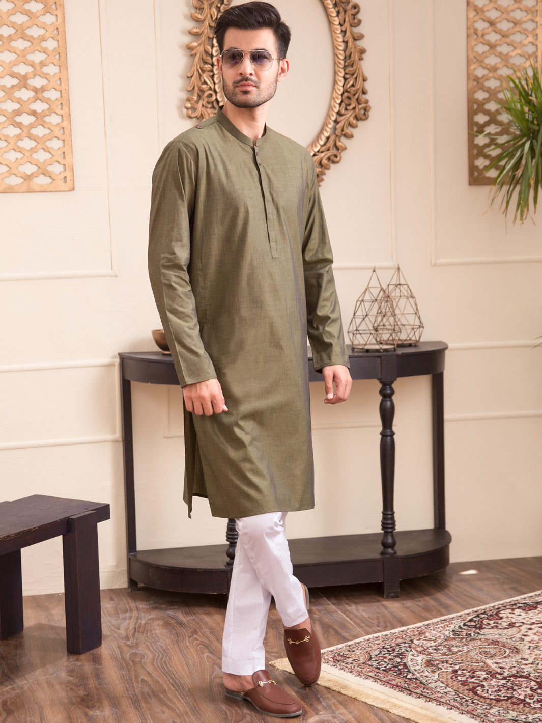 Green Blended Kurta - AL-K-941