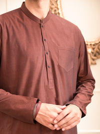 Brown Cotton Kurta - AL-K-947