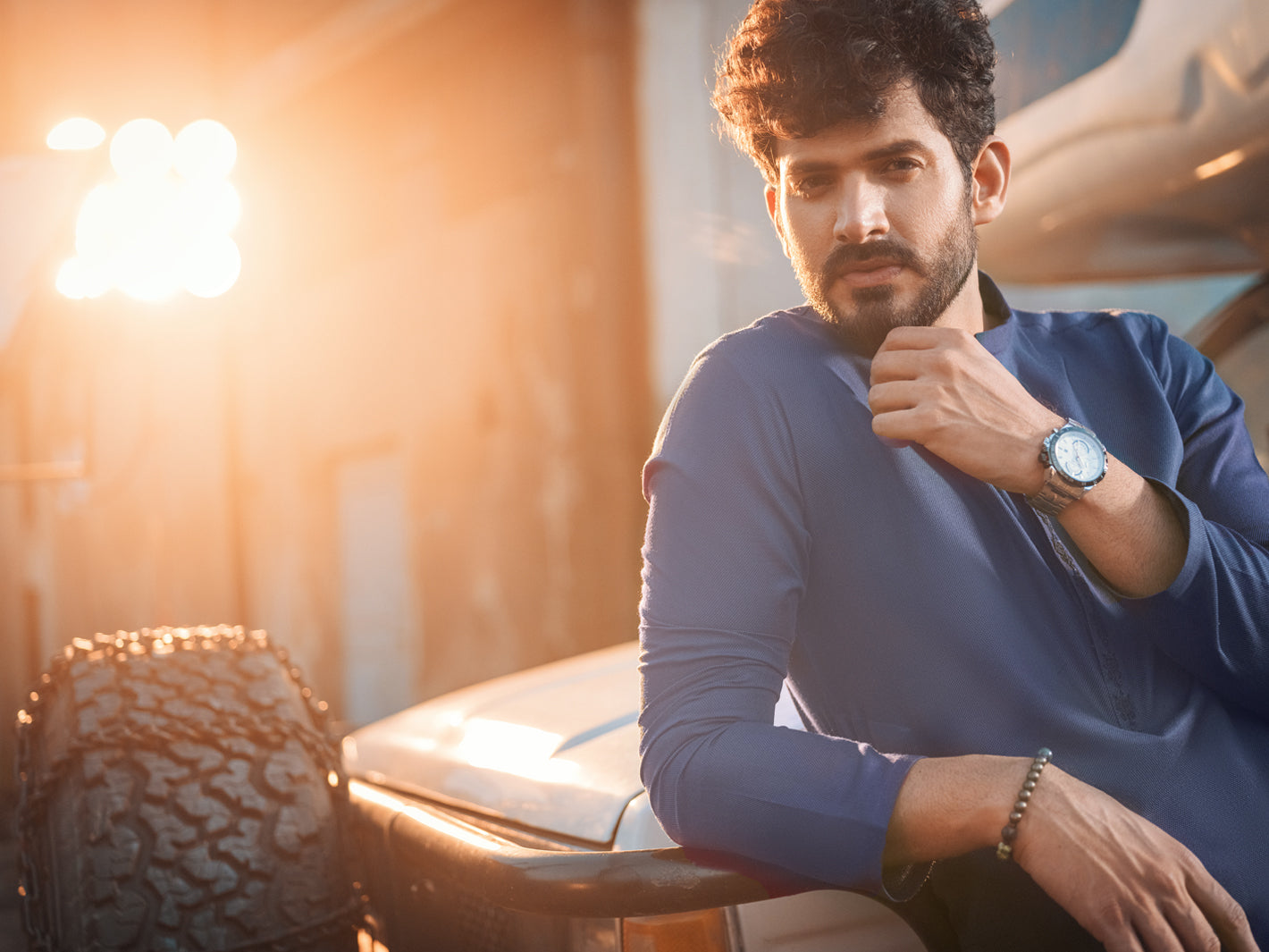 Blue Textured Kurta - AL-K-975