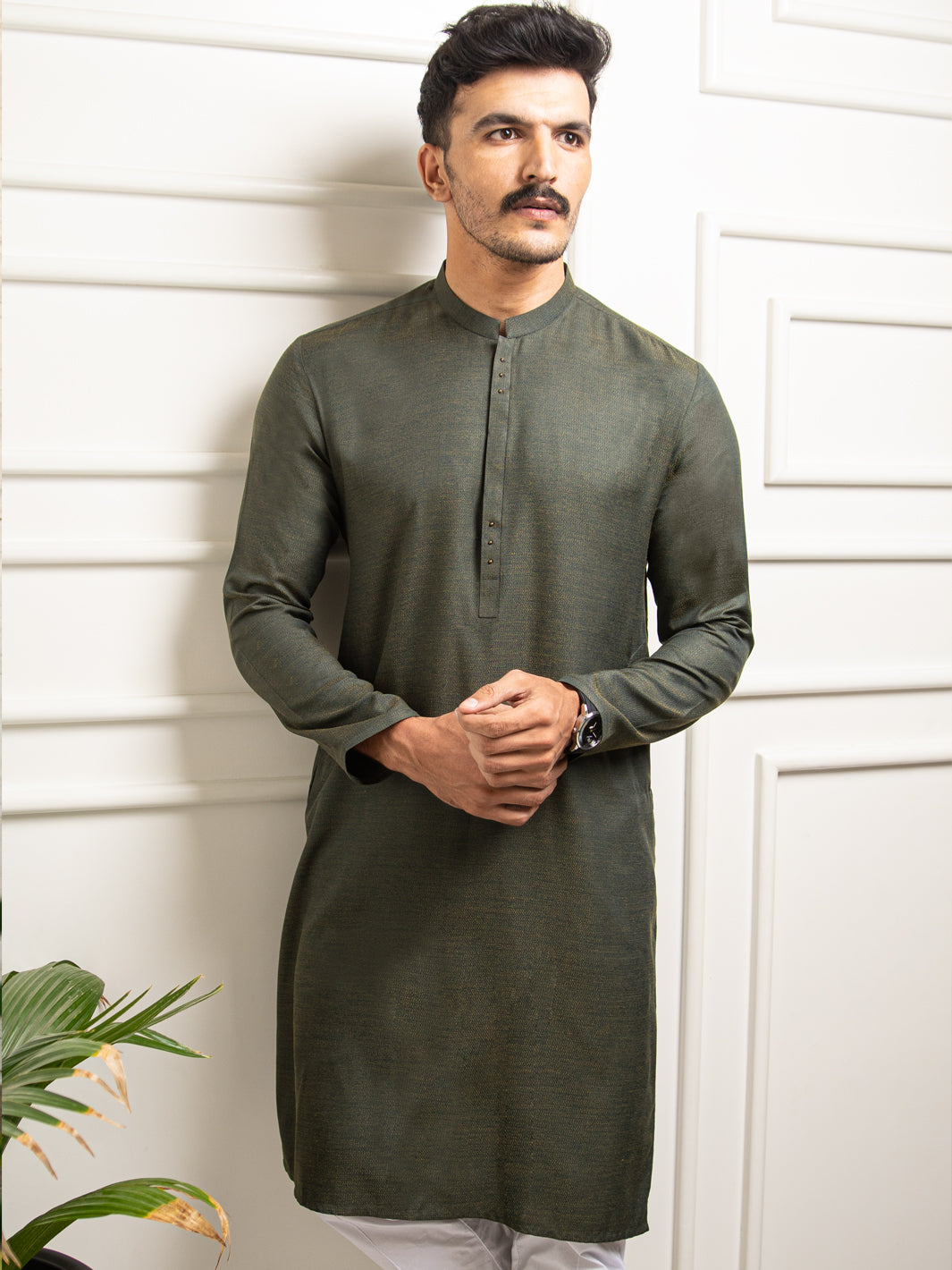 Green Blended Kurta - AL-K-977