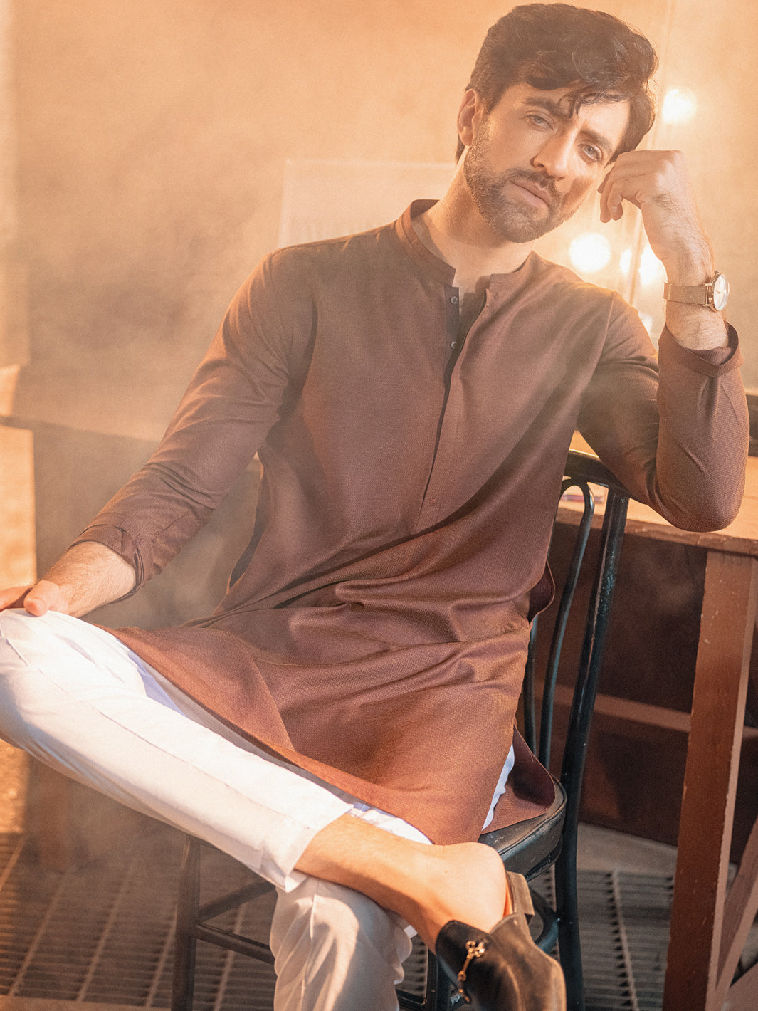 Rust Blended Kurta - AL-K-979
