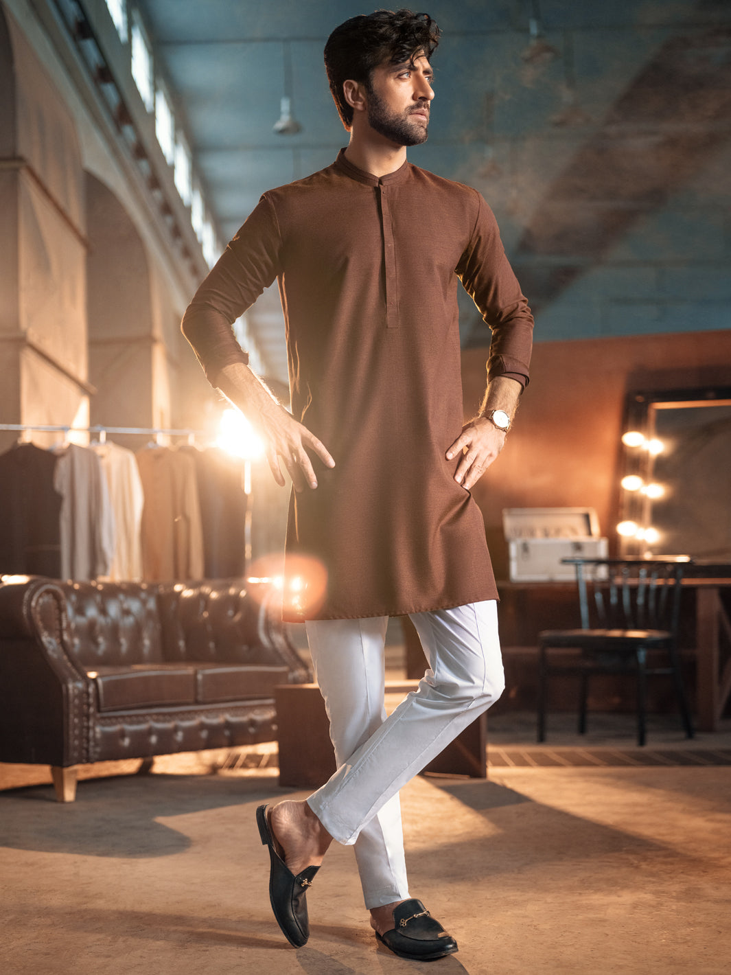 Rust Blended Kurta - AL-K-979