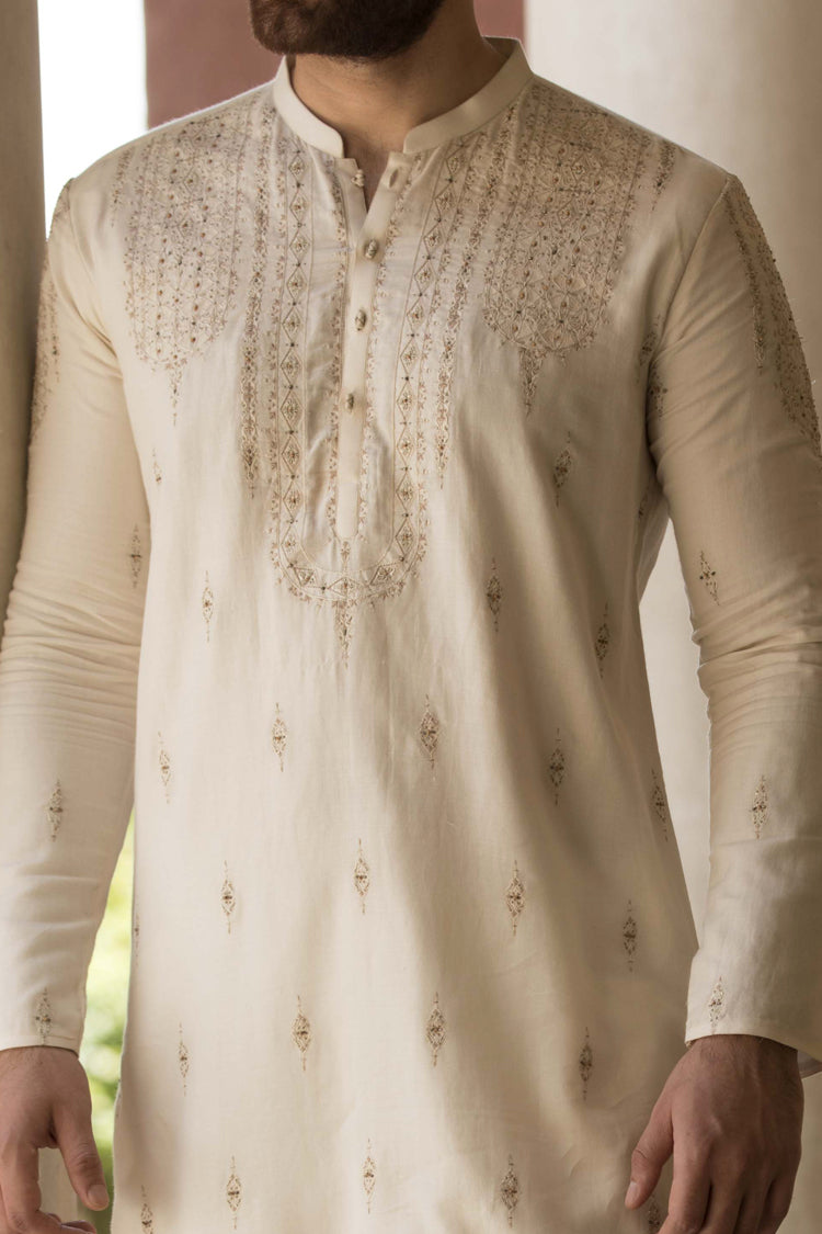Cream Khaddi Formal Kurta - AL-K-SP-015