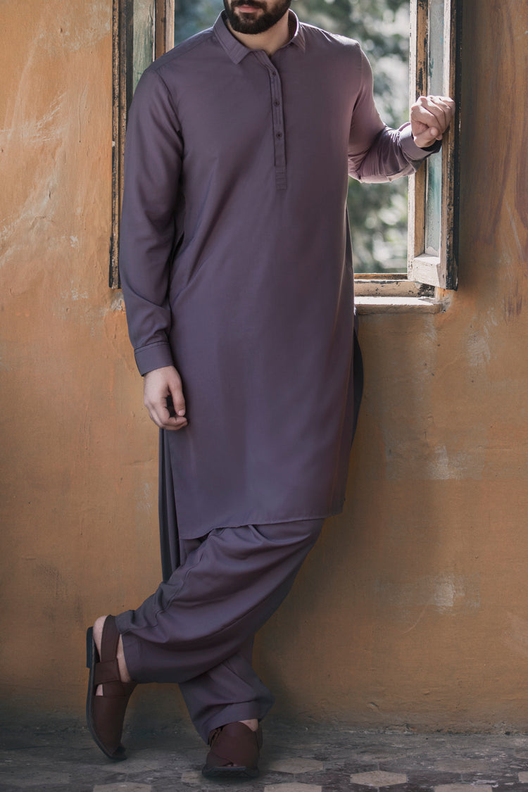 Grey Blended Kameez Shalwar - AL-KS-2243