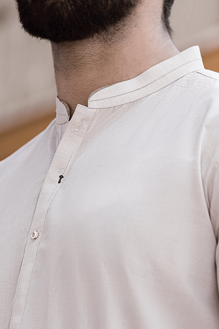 Cream Cotton Kameez Shalwar - AL-KS-2401