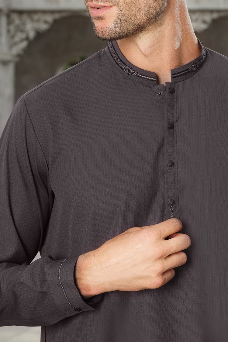 Grey Blended Kameez Shalwar - AL-KS-2436