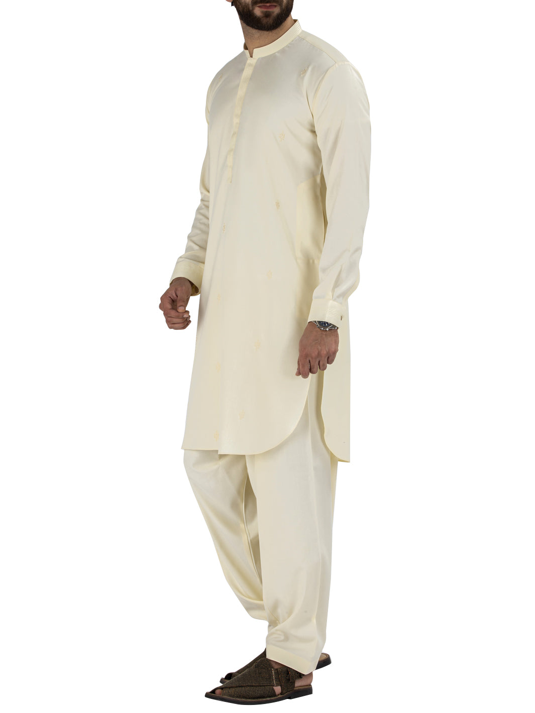 Off White Blended Kameez Shalwar - AL-KS-2441