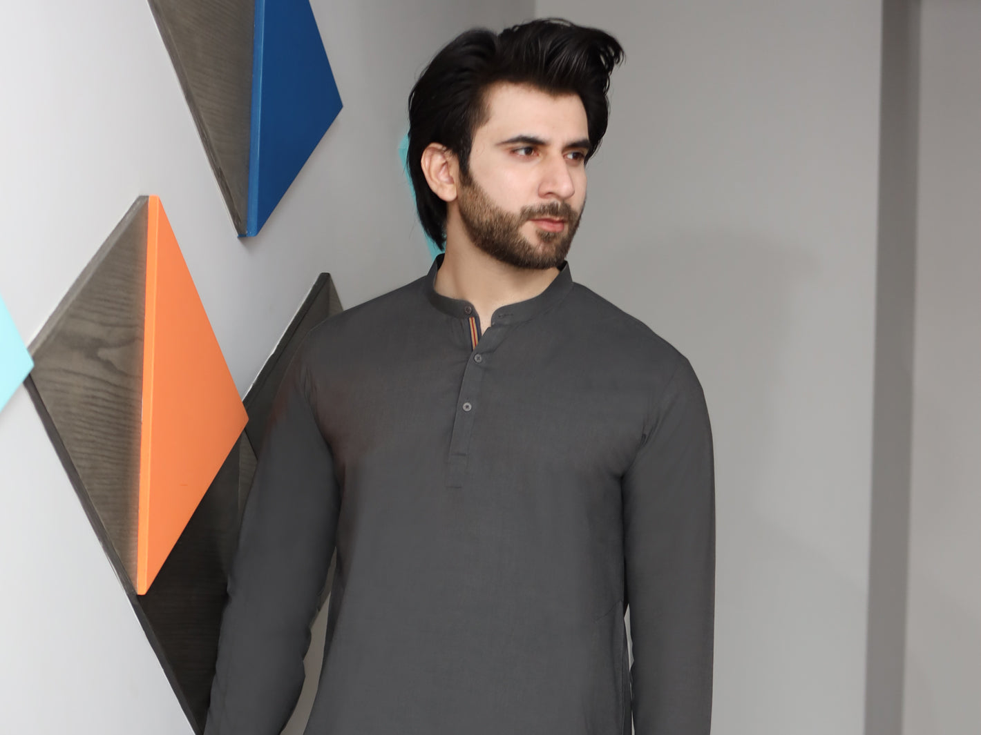 Greyish Green Blended Kurta Pajama - AL-KS-2448