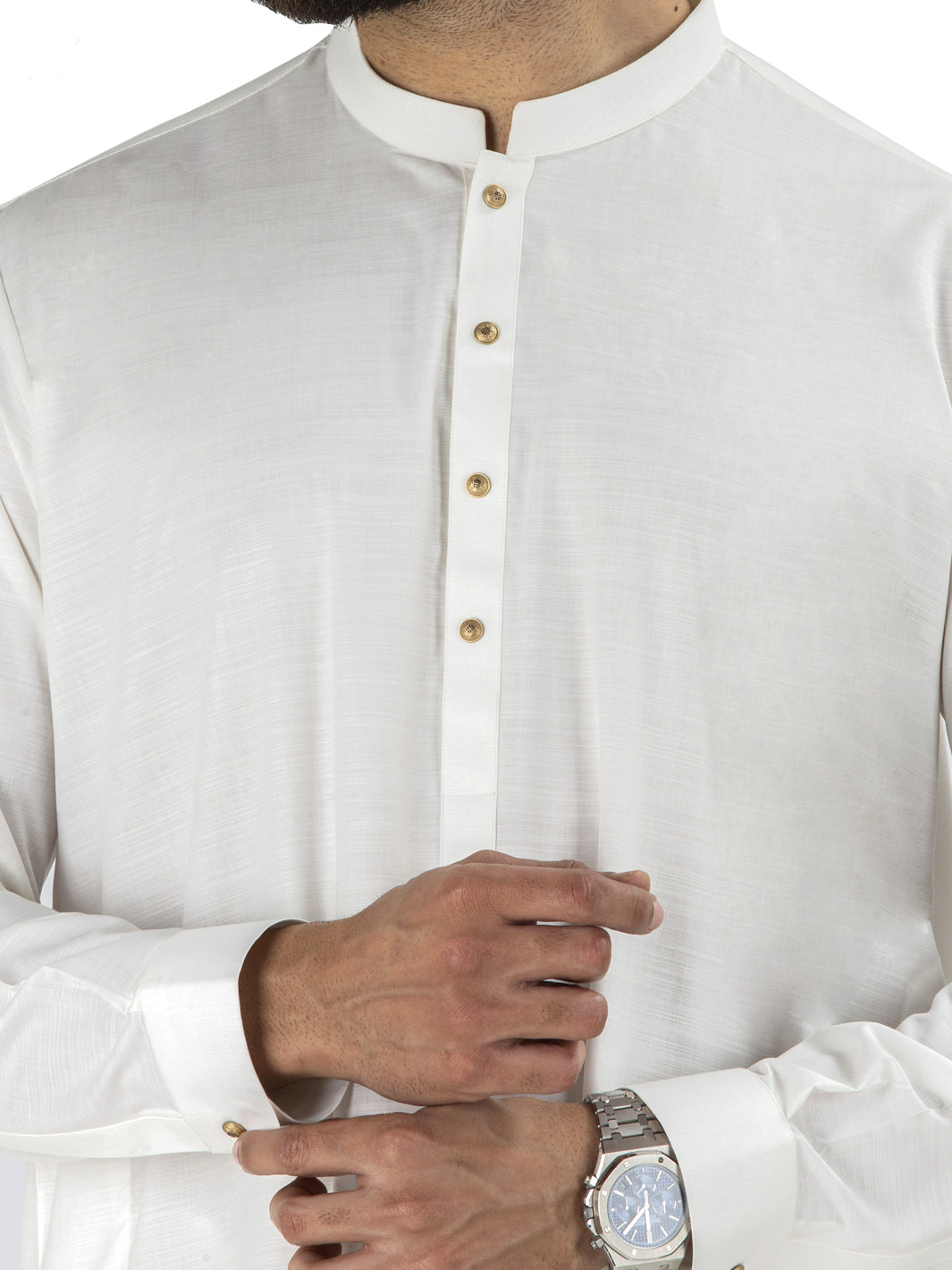 Off White Blended Kameez Shalwar - AL-KS-2477