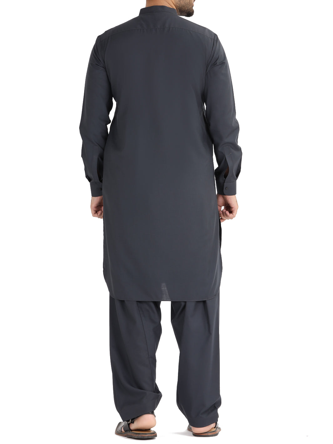 Charcoal Grey Blended Kameez Shalwar - AL-KS-2478