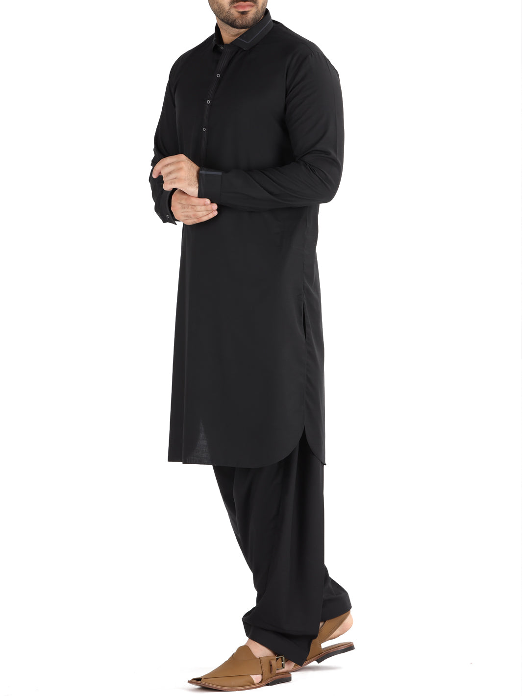 Black Blended Kameez Shalwar - AL-KS-2481