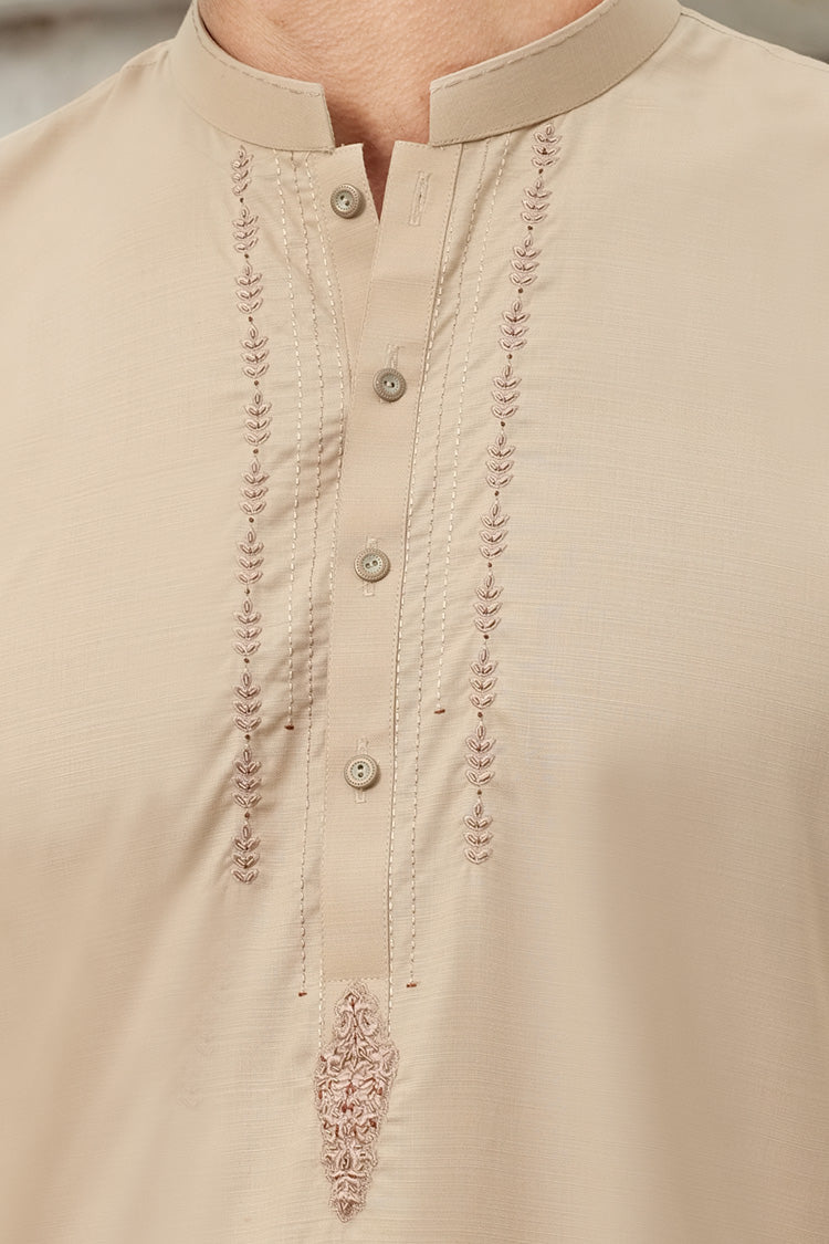 Fawn Blended Kameez Shalwar - AL-KS-2487