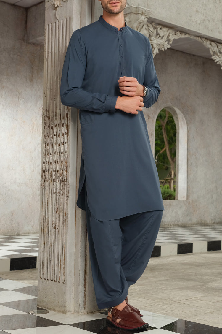 Blue Blended Kameez Shalwar - AL-KS-2488
