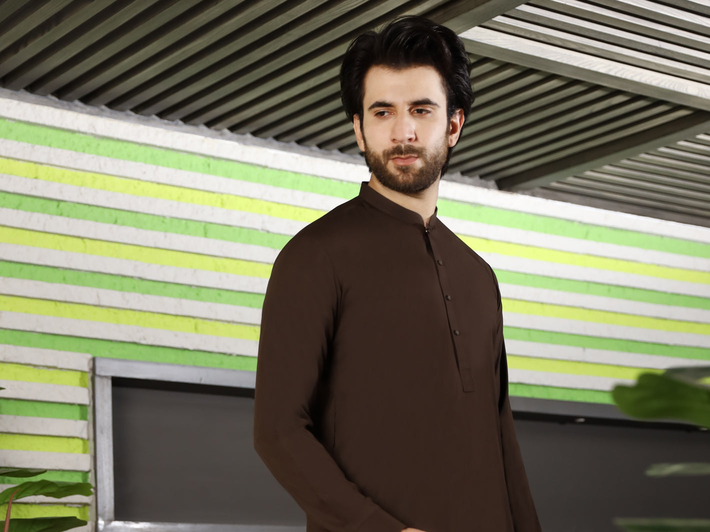 Brown Blended Kameez Shalwar - AL-KS-2494