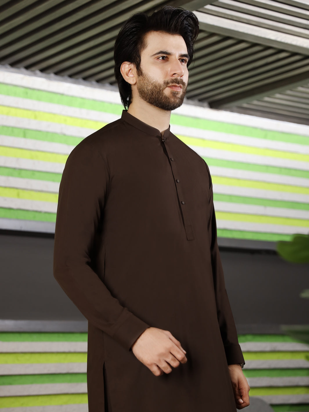 Brown Blended Kameez Shalwar - AL-KS-2494