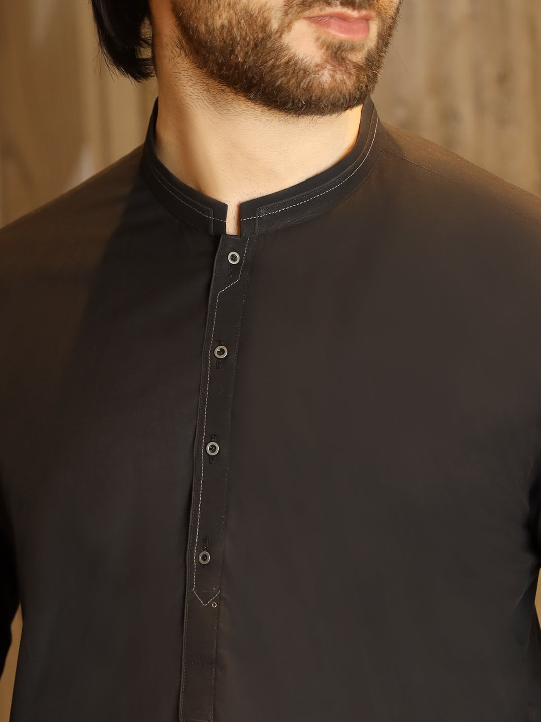 Black Cotton Kameez Shalwar - AL-KS-2496