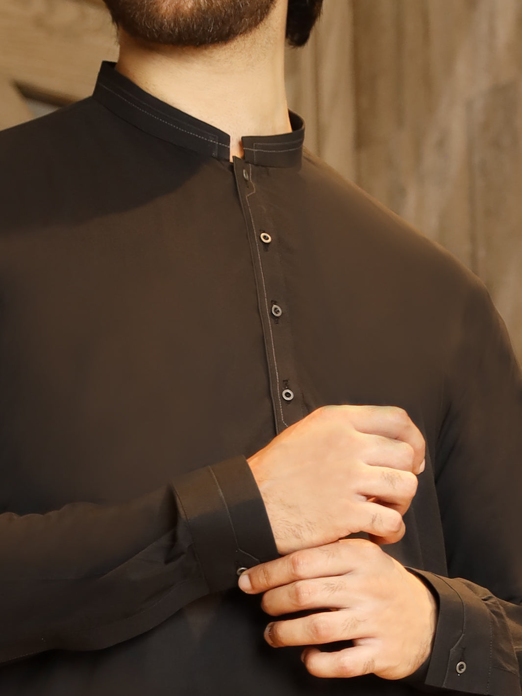 Black Cotton Kameez Shalwar - AL-KS-2496