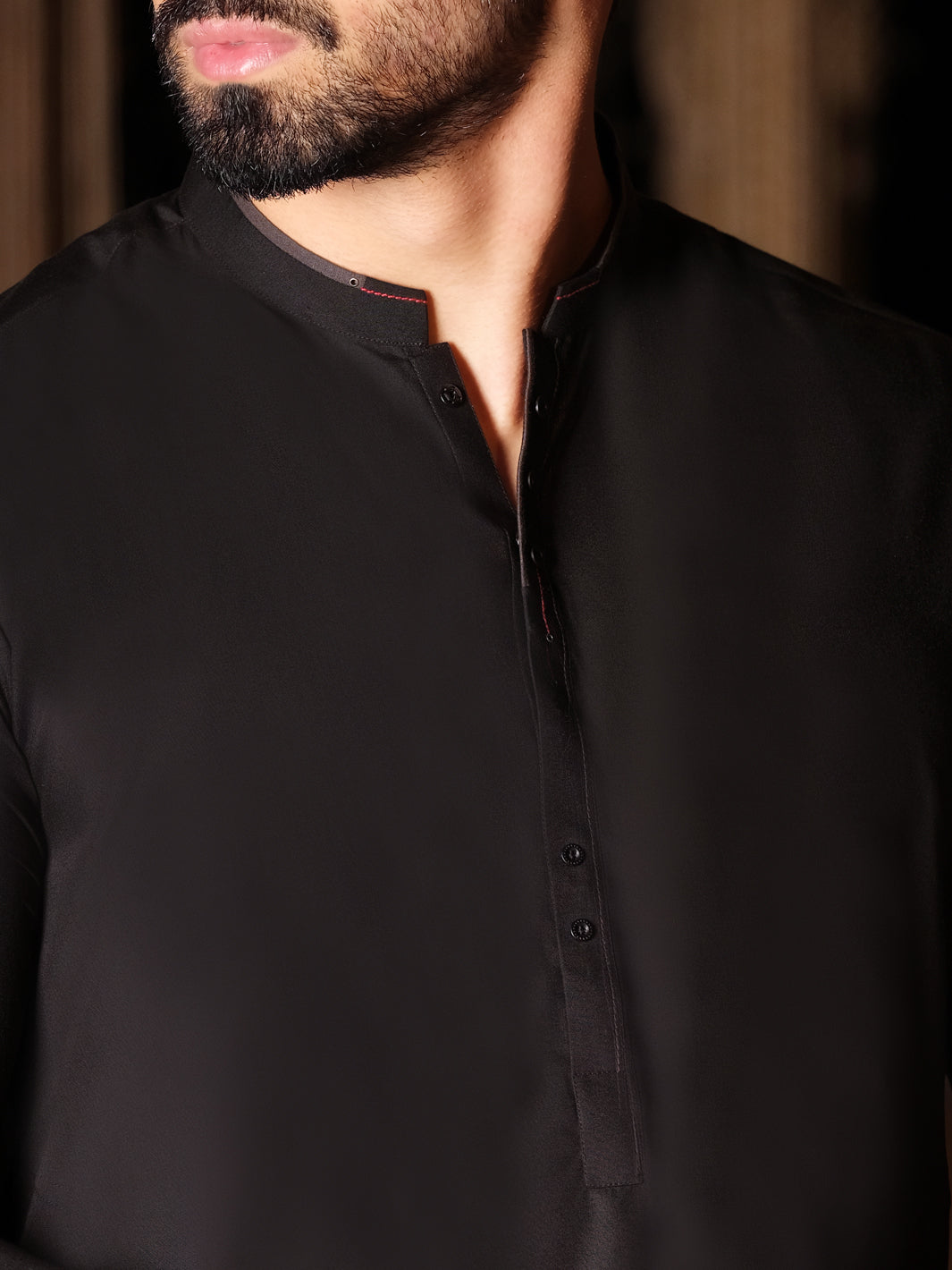 Black Blended Kurta Pajama - AL-KS-2506