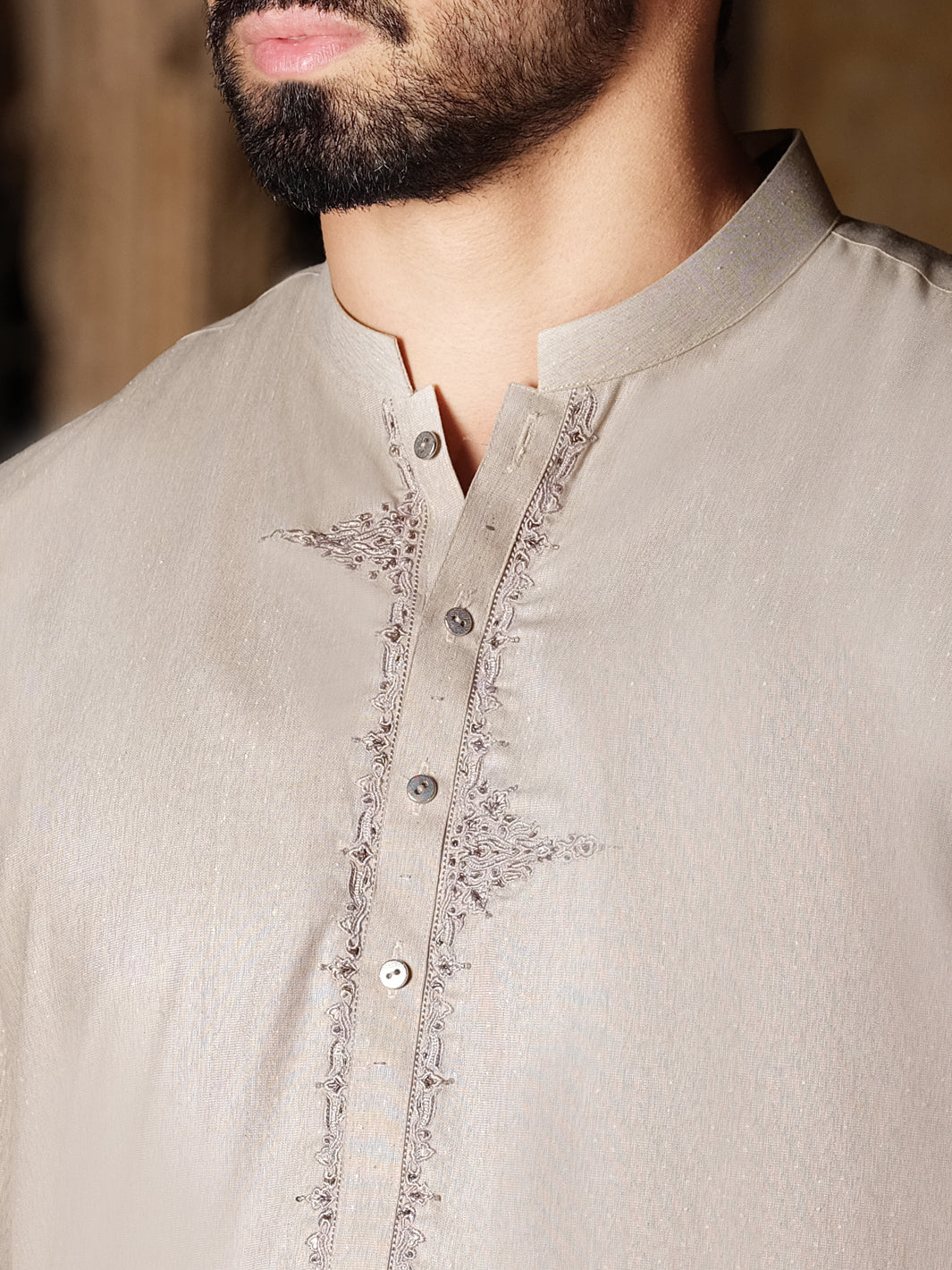 Light Grey Blended Kameez Shalwar - AL-KS-2511