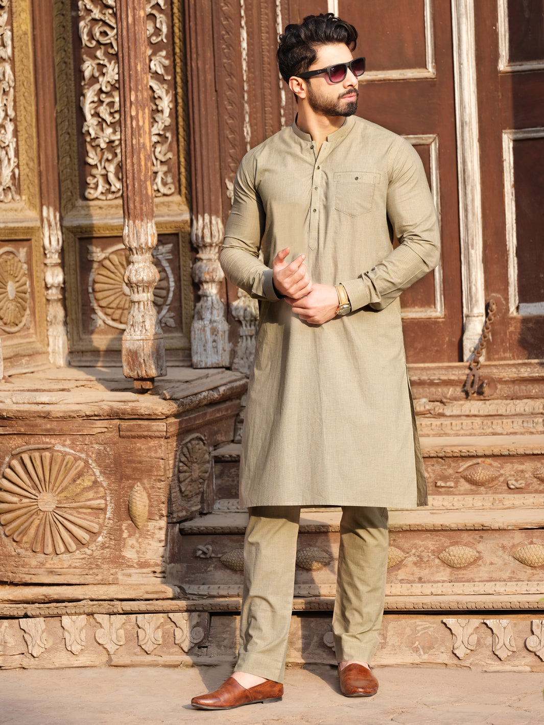 Sand Cotton Kurta Pajama - AL-KS-2518
