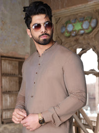 Brown Blended Kurta Pajama - AL-KS-2521