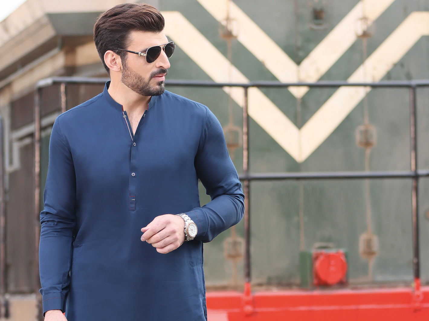 Navy Blue Cotton Kameez Shalwar - AL-KS-2527