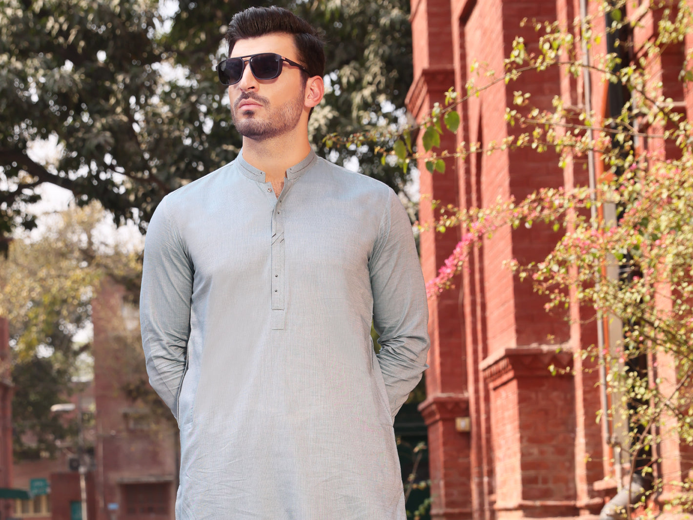 Light Blue Cotton Kameez Shalwar - AL-KS-2530