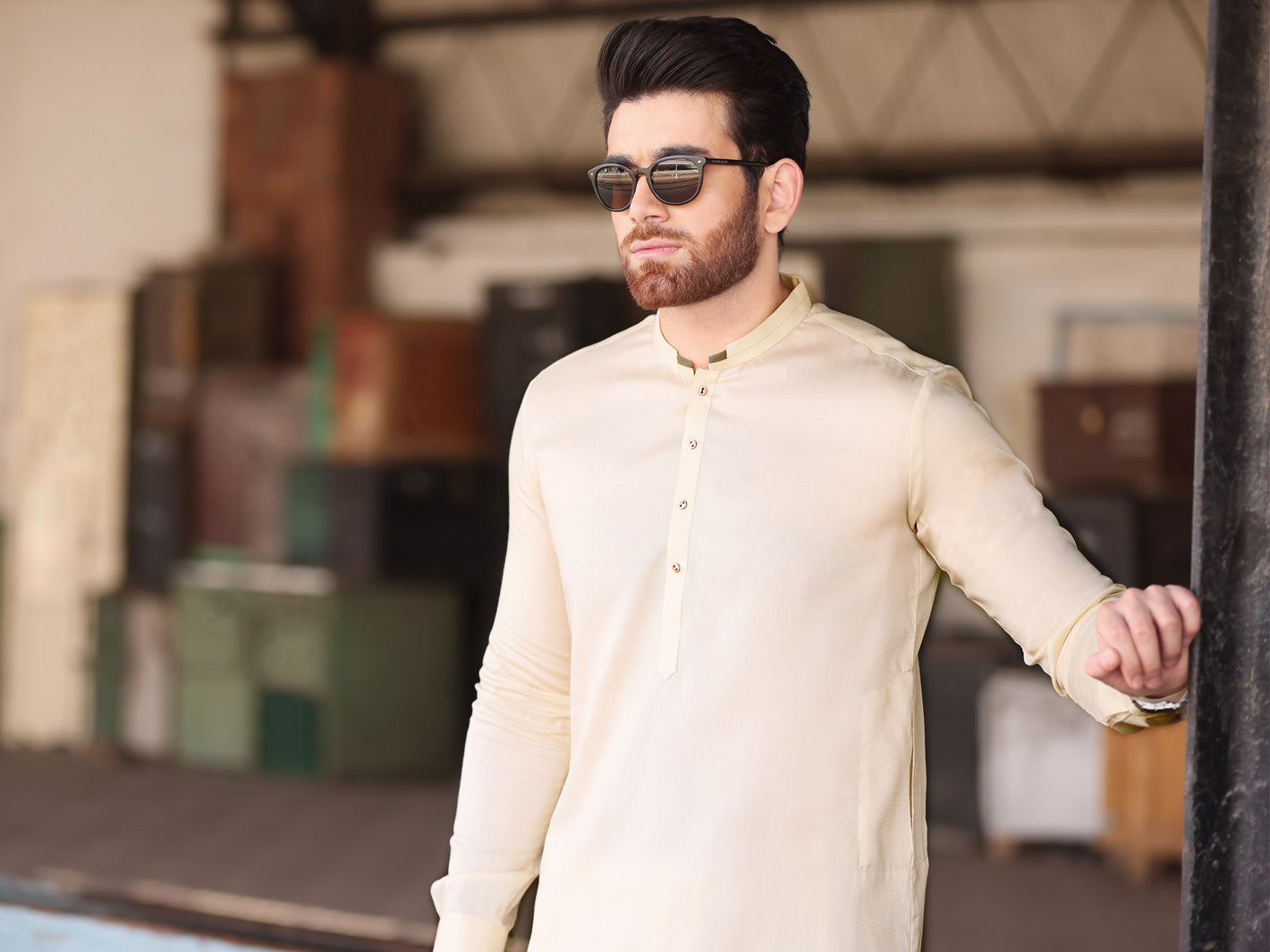 Cream Cotton Kameez Shalwar - AL-KS-2532