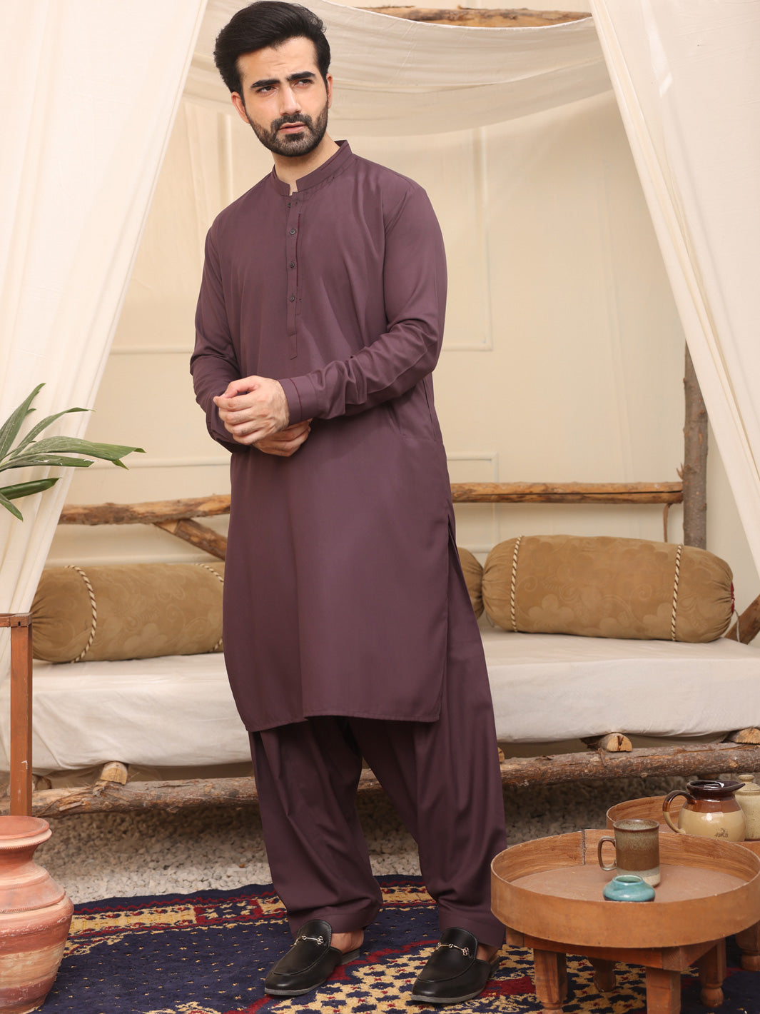 Purple Blended Kameez Shalwar - AL-KS-2541
