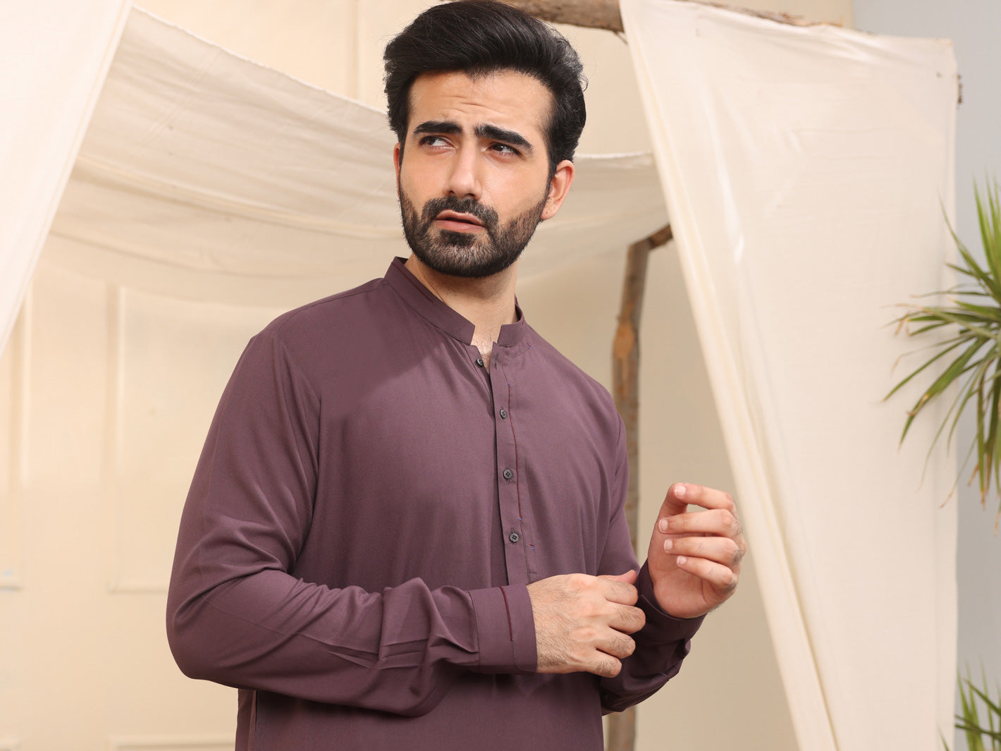 Purple Blended Kameez Shalwar - AL-KS-2541
