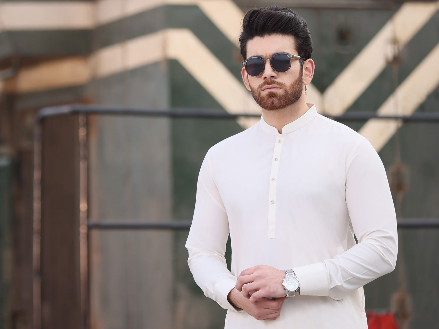 Off White Blended Kameez Shalwar - AL-KS-2542