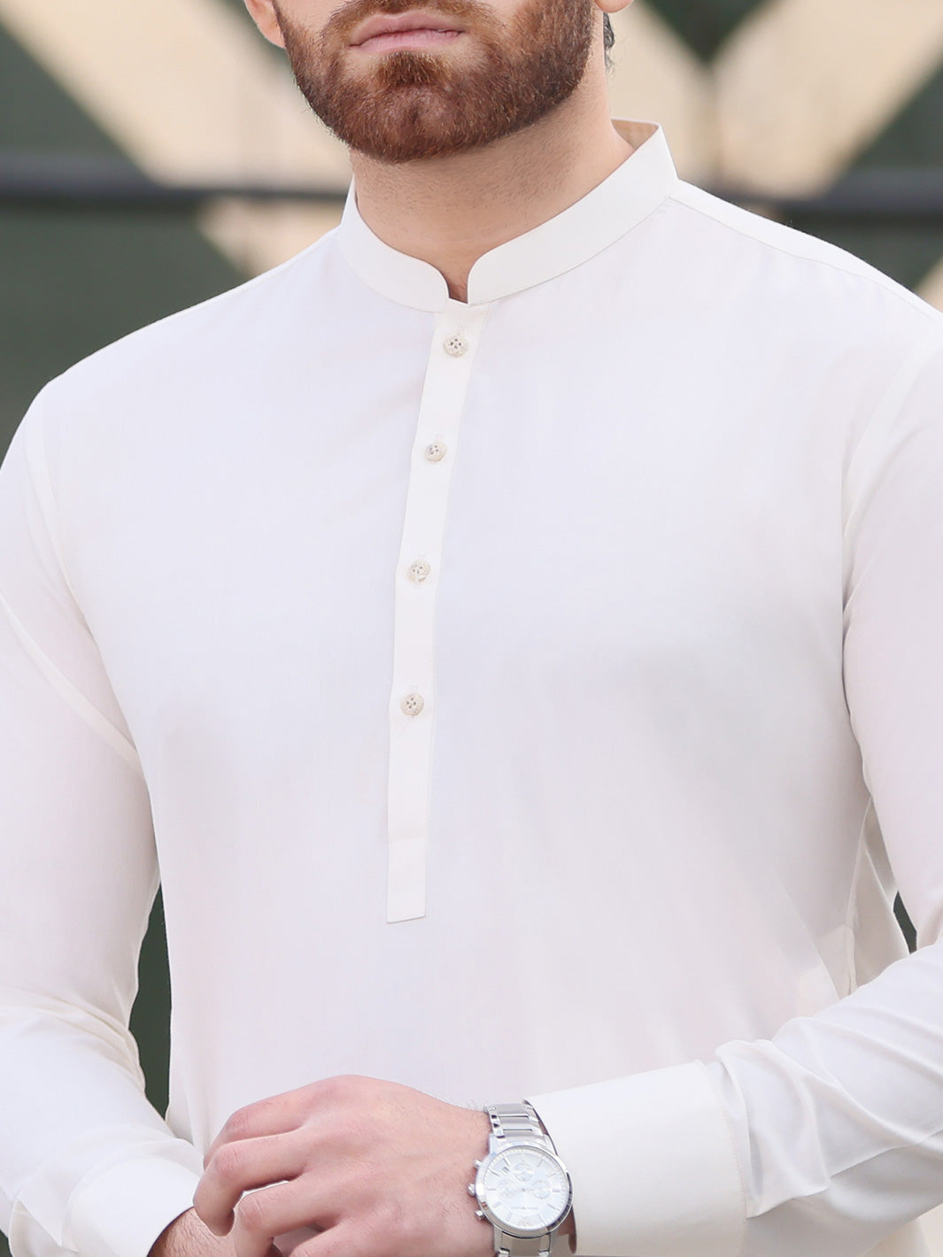 Off White Blended Kameez Shalwar - AL-KS-2542
