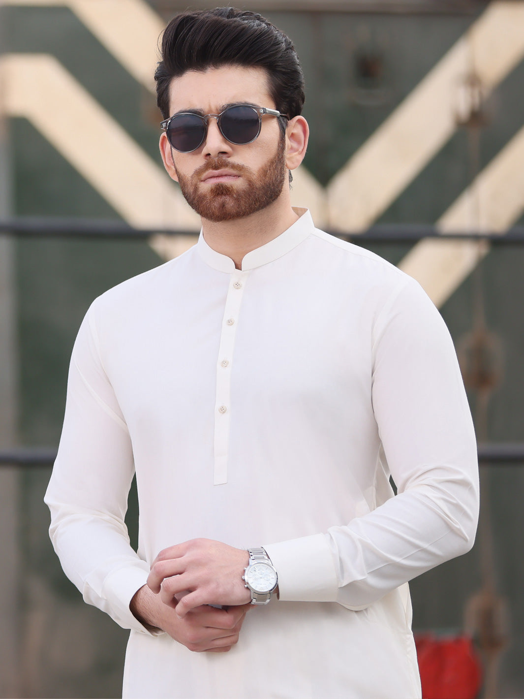Off White Blended Kameez Shalwar - AL-KS-2542