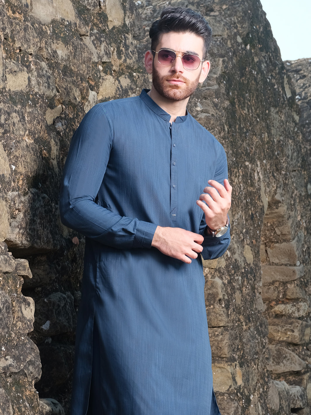 Blue Blended Kameez Shalwar - AL-KS-2544