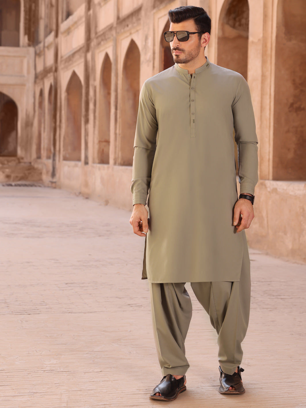 Grey Blended Kameez Shalwar - AL-KS-2578