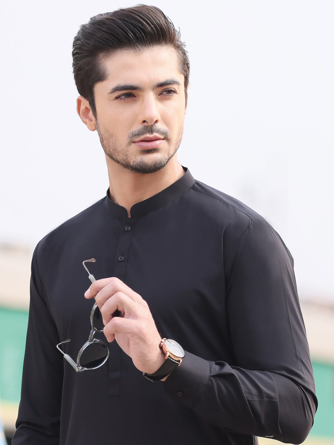 Black Blended Kameez Shalwar - AL-KS-2587