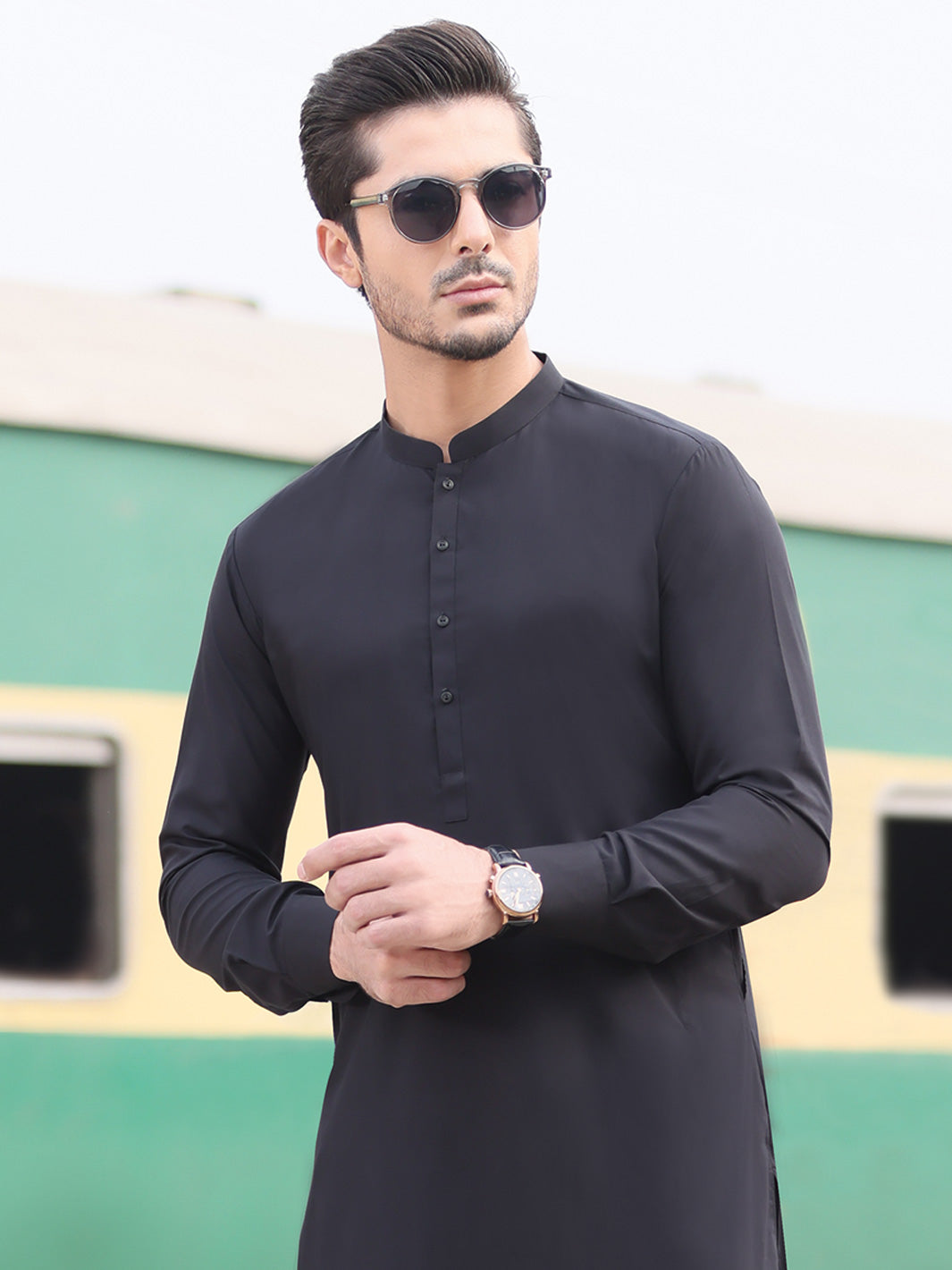 Black Blended Kameez Shalwar - AL-KS-2587