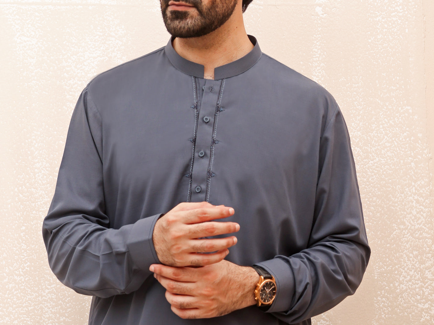 Grey Blended Kameez Shalwar - AL-KS-2591A