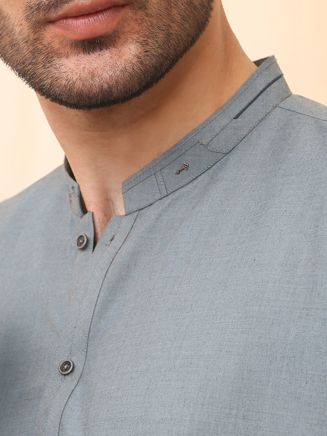 Ash Blue Blended Kameez Shalwar - AL-KS-2617